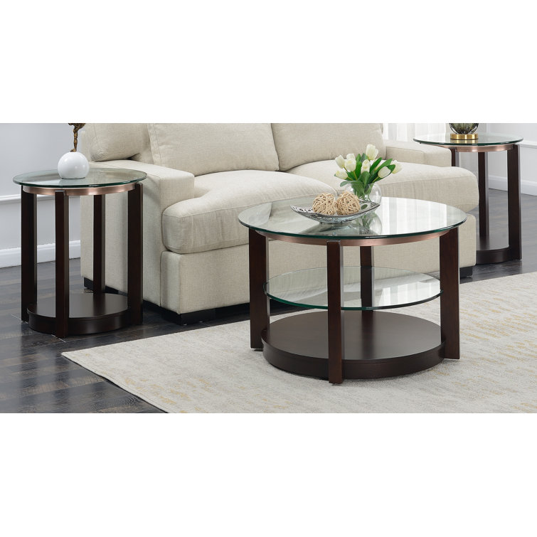 Lark Manor Iversen 2 Piece Glass Top Living Room Table Set & Reviews